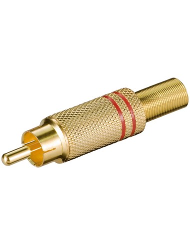 Conector RCA Macho metálico dorado AÉREO soldar rojo